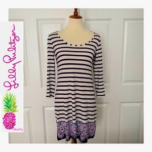 🌴Lilly Pulitzer Navy/White Striped Cotton Casual Dress